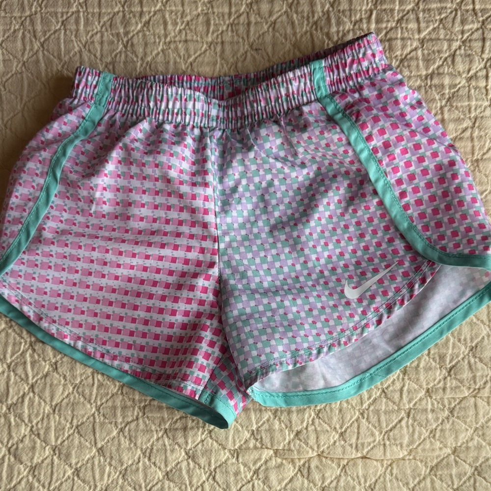 Nike Pink and Green Checkered Shorts